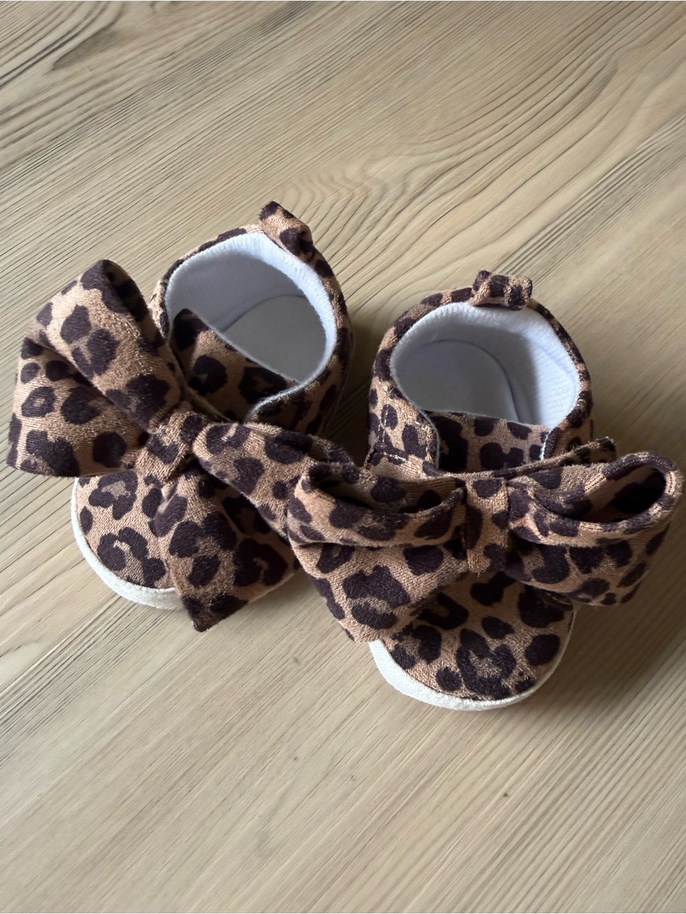 Leopard Print Bow Baby Shoes - Tan and Brown Kids Shoes